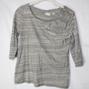 Anthro Postmark Bojagi Grey Bow 3/4 Sleeve Top S
